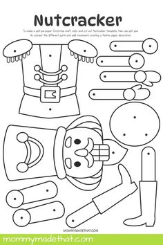 the nutcracker coloring page is shown in black and white with green trimmings