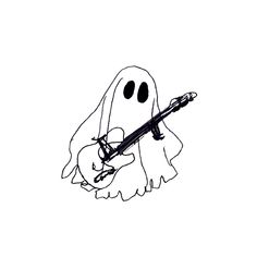 a drawing of a ghost holding a guitar