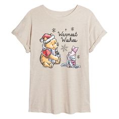 Add a hint of magical holiday spirit to any wardrobe with this Disney's Winnie The Pooh Women's Warmest Wishes Tee. FEATURES Scoopneck Short sleevesFABRIC & CARE Imported Machine wash Size: Large. Color: Beig/Khaki. Gender: female. Age Group: kids. Pattern: Graphic. Material: Cotton. Wishes Christmas, Warmest Wishes, Pooh Piglet, Graphic Material, Tree Graphic, Kids Pattern, Charlie Brown And Snoopy, Disney Winnie The Pooh, Boys Long Sleeve