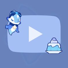 an animated image of a baby in a diaper next to a blue bowl with a pacifier on it