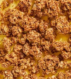 an overhead view of granola on a plate