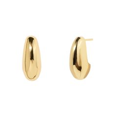 These sculptural dome earrings boast a sleek, domed silhouette that mimics the graceful curve of a water droplet, offering a blend of modern elegance and timeless sophistication. Perfect for those who appreciate minimalist design with a touch of organic fluidity, they add a golden glow to any ensemble, capturing the essence of understated luxury.  Made of 14K gold over brass.  Hypoallergenic, nickel, and lead-free. Tarnish resistant. H2O sensitive. Take off before taking shower or swimming and place them in the pouch that comes with the package. Modern Sphere Earrings With Polished Finish, Modern Polished Sphere Earrings, Modern Single Sphere Earring, Modern Sphere Earrings For Formal Occasions, Modern Teardrop Drop Earrings Tarnish Resistant, Minimalist Teardrop Hoop Earrings With Polished Finish, Modern Drop Hoop Earrings, Modern Sphere Earrings, Elegant Rounded Tarnish Resistant Earrings