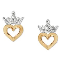 Create Magic With These Princess Tiara Stud Earrings From Disney, Set With Cubic Zirconia In A Two-Tone Design. Included Is A Matching Tiara Trinket Dish. Set In Sterling Silver & 18k Gold-Plated Sterling Silver Approx. Earring Diameter: 3/8" Post Back Closure Trinket Dish Material: Ceramic; Dolomite; Decals Trinket Dish Diameter: 2-1/2" Item Comes Packaged In A Gift Box Valentine's Day Elegant Crown Design Jewelry, Mickey Mouse Silhouette, Mickey Earrings, Disney Earrings, Baublebar Earrings, Enamel Stud Earrings, Princess Tiara, Plastic Earrings, Heart Crystal