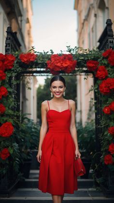 #RedOutfit #FashionInspo #StyleGoals #BoldAndBeautiful #OOTD #RedVibes #Fashionista #OutfitOfTheDay #ChicStyle #ConfidenceInColor Women Red Outfit, Red Dress Outfits, Style Red Dress, Sambas Adidas, Aesthetic Pretty, Red Dress Outfit