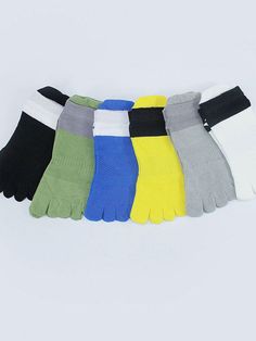 Specification: Style: Casual Color: Black, White, Gray, Yellow, Green, Blue Size: One Size Pattern: Color Block Season: Summer, Spring, Autumn, Winter Material: Cotton, Polyester, Spandex Type: Quarter Socks Care and Cleaning: Machine Wash Package included: 1 Pack Sock Fade-resistant Athleisure Sports Socks, Sporty Fade-resistant Gray Socks, Cheap Fade-resistant Sporty Socks, Fade-resistant Gray Sports Socks, Gray Non-slip Outdoor Socks, Quarter Socks, Toe Socks, Men's Socks, Gray Yellow