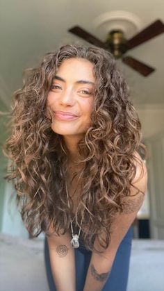 Natural Curly Hair Layers Long, Angles On Long Hair, Brown Curly Hair Layers, Long Layered Beach Waves, Brunette Curly Hairstyles, Long Curly Hair With Layers Haircuts, Long Brown Curly Hair With Layers, Long Brown Permed Hair, Long Length Curly Hair With Layers