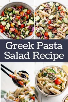 a bowl of Greek pasta salad. Green Pasta Salad, Greek Yogurt Marinated Chicken, Greek Chicken Pasta, Mexican Chopped Salad, Chicken Pasta Salad Recipes, Greek Pasta Salad Recipe, Yogurt Marinated Chicken, Greek Pasta Salad, Green Pasta