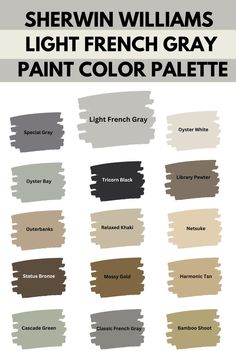 sherylin williams light french gray paint color palette with all the colors in it