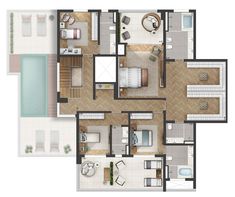 the floor plan of a three bedroom apartment