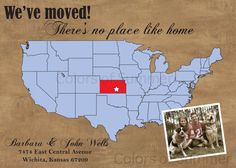 the map shows where we moved there's no place like home, and is located