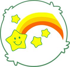 a rainbow with stars and a smiling face