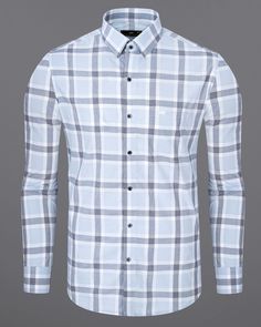 Take your casual wear game a notch up with this windowpane checkered shirt from French Crown. The core elements include button-through closure, classy spread collar, and full sleeves. This shirt is crafted using a premium quality fabric to lend you a confident look that stays amazingly fresh and breathable all day long. Fused collar and cuffs, collar stand and flat felled side seams provide structure and stability to all our shirts. 100 % Premium Giza Cotton: Long staple, smother, resistant to p Cotton Shirts For Men, Checkered Shirt, Blue Check, Full Sleeves, Collar And Cuff, Full Sleeve, Workout Shirts, Cotton Shirt, Quality Fabric