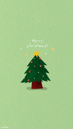 a green christmas card with a tree on it