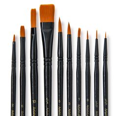 six brushes are lined up in a row