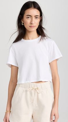 Les Tien May Crop Tee | Shopbop Basic Cotton Cropped T-shirt With Short Sleeves, White Cotton Crew Neck Cropped T-shirt, Summer Cotton Crew Neck Muscle Tee, Summer Cotton Muscle Tee With Crew Neck, Summer Crew Neck Cotton Muscle Tee, Everyday Cotton Cropped T-shirt With Crew Neck, Boxy Fit Cropped Graphic T-shirt With Short Sleeves, Boxy Fit Short Sleeve Cropped T-shirt, Cotton Crew Neck Short Sleeve Top