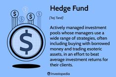 a blue background with the words hedge fund and an image of a dollar sign on it