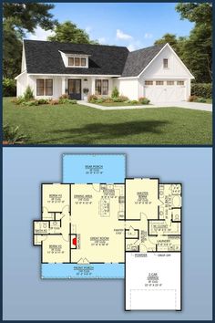 two story house plans with an open floor plan for the front and back of the house