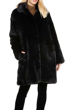 Trendy Black Fur Coat With Faux Fur Lining, Black Fur Coat With Pockets For Fall, Black Long Sleeve Fur Coat With Pockets, Josephine Baker, Collared Jacket, Love Token, New Love, Jacket Coat, Long Coat