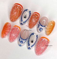 Thank you for stopping by and supporting a small business!  Most of our products are made from highest quality gel X nails with 4-6 layers of coating. It can be reusable and last for more than 14 days, f you take it off right. For instruction, please message me. Each set comes with 10 handmade press on nails, a mini file, a mini buffer, a cuticle stick.  Measurements Please measure your own nail and find your size from our picture guide. We totally can do custom size as your request, just help u Nail Art Using Stickers, Nails Orange, Acrylic Press On Nails, Summery Nails, Purple Nail, Nails Square, Nails Makeup, Orange Nails, Dream Nails