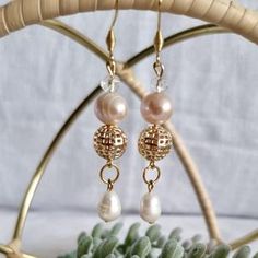 Wedding jewelry The Laurent in white fresh earrings with | Etsy Pearl Shell-shaped Earrings For Wedding, Pearl Shell-shaped Wedding Earrings, Elegant Shell-shaped Pearl Earrings For Wedding, Ocean-inspired Shell Pearl Earrings, White Shell-shaped Pearl Earrings, Sea Pearls, Ear Wires, Boho Jewelry, Wedding Jewelry