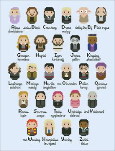 the characters from harry potter cross stitch pattern