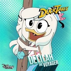 the ducktales movie poster with an animated character on it's head and arms