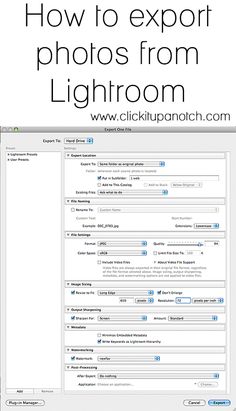 how to export photos from lightroom