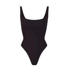 Fits Everybody Square Neck Bodysuit - Onyx | SKIMS Cami Bodysuit, Square Neck Bodysuit, Brown Outfit, Elevate Your Look, Everyday Wardrobe, Black Bodysuit, Body Suit, Square Necklines, Square Neck