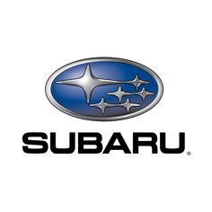 the subaru logo is shown in black and blue with stars on it's side