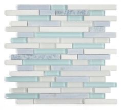 Horizon Sunrise Crystal Ocean Linear Mosaic Wall Tile-Mixed Mosaic-American Tile Depot Coastal Shower Tile Ideas, Coastal Kitchen Backsplash Ideas, Coastal Kitchen Backsplash, Lake Kitchen, Thassos Marble, Norfolk House, Wood Countertops Kitchen, Master Baths, Retirement House