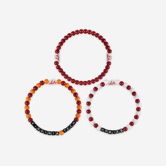 A whole new way to rep the team in style is here. Step up your fan fashion sense with this Virginia Tech Hokies 3 Pack Beaded Friendship Bracelet. These matching friendship bracelets have an all-over team-colored design and team logo displays, which makes them the perfect way to show your support for the Virginia Tech Hokies on gamedays and every day in between. Every bead bracelet design is the perfect addition to your outfit, whether you’re heading to the game, watching at home, or just hangin Casual Beaded Bracelets In Team Colors For Sports Events, Casual Team-colored Beaded Bracelets For Sports Events, Casual Game Day Wristband With Letter Beads, Casual Personalized Beaded Bracelets For Fans, Casual Red Personalized Name Bracelet, Casual Red Beaded Bracelet For Sports Events, Red Beaded Bracelets With Letter Beads For Game Day, Personalized Red Casual Wristband, Red Personalized Casual Wristband