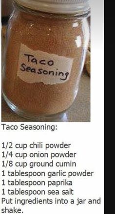 a recipe for taco seasoning in a jar