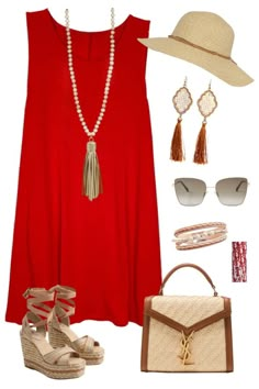 Not So Basic Pocket T-shirt style tank dress is perfect all year round. Can be layered good for date night, girls night out, or just looking cute to run errands!!#summerfashion #fashion #ootd #vacation How To Style A Red Dress Casual, Casual Red Dress Outfit, Red Summer Dress Outfit, Summer Dresses For Work, Summer Vacation Dresses, Ootd Vacation, Hot Day Outfit, Brown Slides, Trendy Outfit Ideas