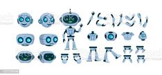 Robot Clipart, Robot Cartoon, Zestaw Ikon, Futuristic Robot, Flat Design Icons, Modern Metropolis, Flat Icons Set