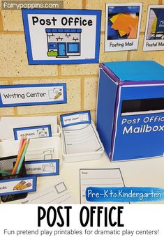 the post office is set up for kids to practice their writing skills