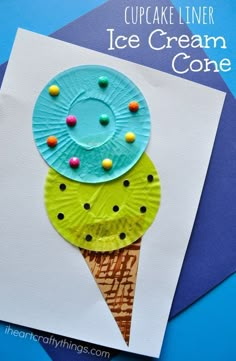 an ice cream cone is made out of paper plates