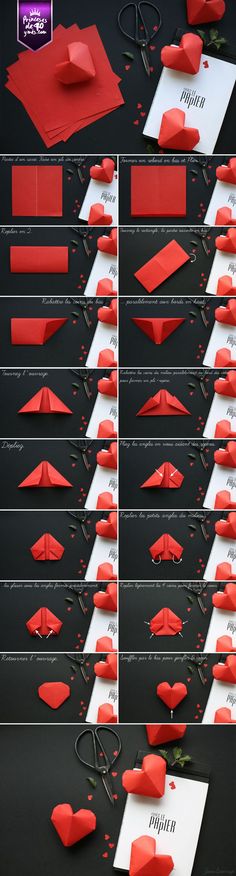 the instructions for how to make an origami heart