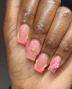 Girly Acrylic, Work Nails, French Acrylic Nails, Glow Nails, Short Square Acrylic Nails