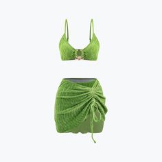 This item is  			Pre-Order 		 		 			Will be back in stock on July 3rd. 		 	  	 	Details 		 			Occasion 			Party, Vacation 		 		 			Category 			Swimwear 		 		 			Composition 			18% Spandex, 82% Nylon 		 		 			Sheer 			Not Sheer 		 		 			Color 			Green 		 	   Size & Fit    Measured in sizeS    Bust:28.3"    Fit:Fitted     Stretch:Mid Stretch Green Velvet Skirt, Crop Top Dress, Velvet Skirt, Jeans Boyfriend, Sarong, Green Velvet, Sheer Fabrics, Mode Style, Two Piece Outfit