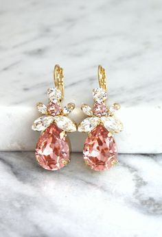 Blush Drop Earrings, Bridal Blush Drop Earrings, Swarovski Crystal Blush Drop Earrings, Bridesmaids Earrings, Dusty Pink Bridal Earrings  #blush #earrings, #bridal Elegant Pink Cluster Earrings, Elegant Pink Cluster Earrings For Anniversary, Elegant Blush Earrings, Pink Jewelry For Bridesmaids, Pink Elegant Teardrop Earrings For Anniversary, Elegant Pink Teardrop Earrings For Anniversary, Pink Teardrop Earrings For Wedding, Pink Teardrop Wedding Earrings, Pink Dangle Earrings For Wedding