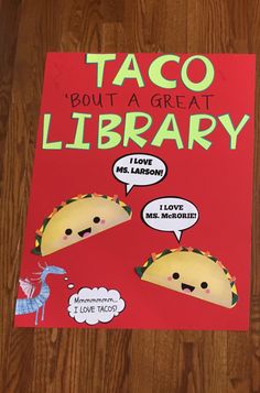 a red book with taco about a great library written on it