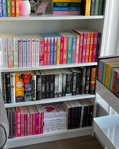 a book shelf filled with lots of books