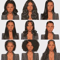 the different types of black women's hair are shown in this image, and there is