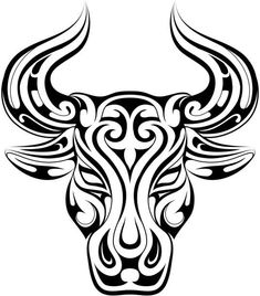 an artistic bull's head in black and white stock photo - image 34897