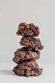 chocolate cookies stacked on top of each other