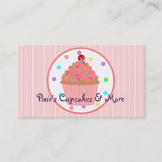 a pink cupcake with sprinkles on it and the words dixie's cupcakes & more