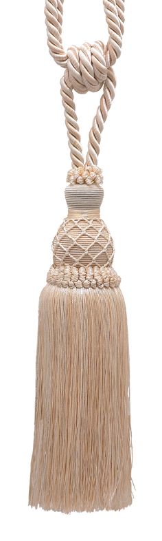 Elegant Ivory, Sand Curtain & Drapery Tassel Tieback / 10 inch tassel, 30 1/2 inch Spread (embrace), 3/8 inch Cord, Imperial II Collection Style# TBIN-1 Color: SEASHELL - 5055 - DecoPro Drapery Tiebacks, Curtains And Draperies, Cellulose Fiber, Curtain Sizes, Professional Decor, Decorative Sculpture, Drapery Panels, Stylish Accessories, Window Treatments