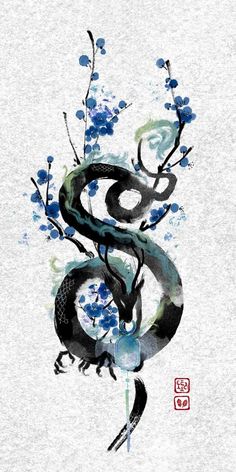 Dragon And Bird Tattoo, Azure Dragon Tattoo, Chinese Water Dragon Tattoo, Eastern Dragon Tattoo, Blue Black Tattoo, Two Dragons Tattoo, Water Dragon Tattoo, Blue Japanese Dragon, Japanese Art Tattoo