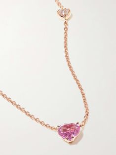 ANITA KO 18-karat rose gold, sapphire and diamond necklace Sapphire Heart Necklace, Anita Ko, Diamond Charm, Pink Sapphire, Heart Necklace, Jewellery And Watches, Diamond Necklace, Heart Shapes, Porter