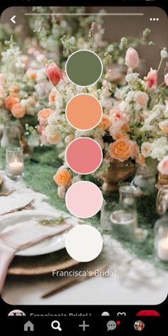 Wedding Decor Colour Schemes, Colour Theme For Wedding, Spring Wedding Elegant, Color Palette Decoration, Wedding Pallet Ideas Summer, Whimsical Garden Wedding Color Palette, Spring Outdoor Wedding Colors, Colour Palette For Wedding, Pastel Theme Wedding Decor